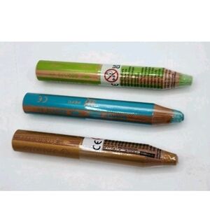 Stabilo 3 in 1 Woody Color Pencils Set Of 3 Gold Leaf Green Turquoise New